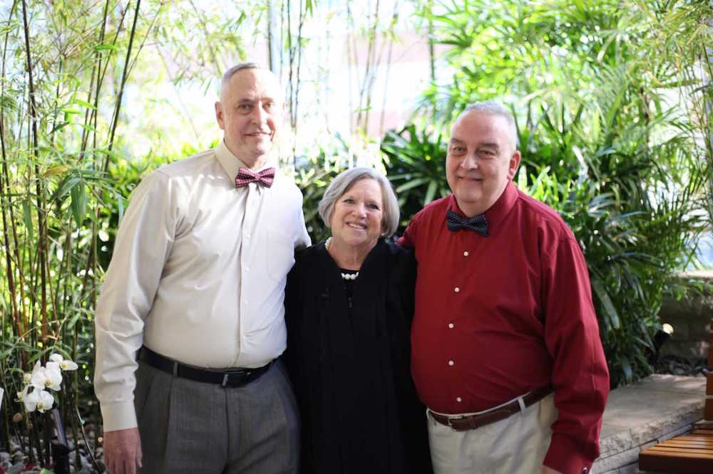 Kevin Kelley, Justice of the Peace Priscilla Geaney, and Tim Bergeron.