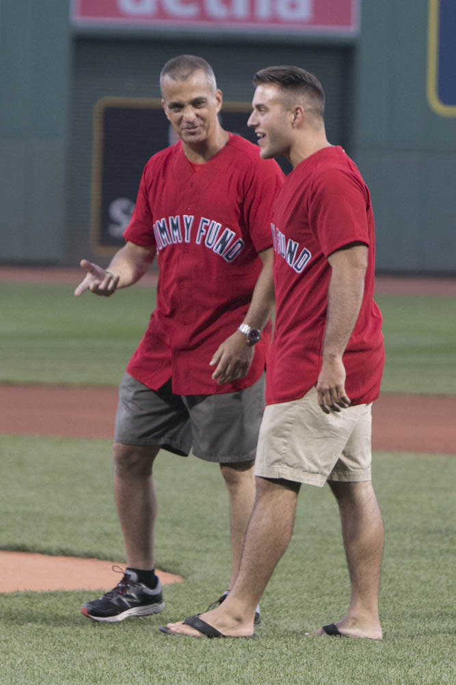 Lewis and Alcantor, meeting for the first time at Fenway Park.