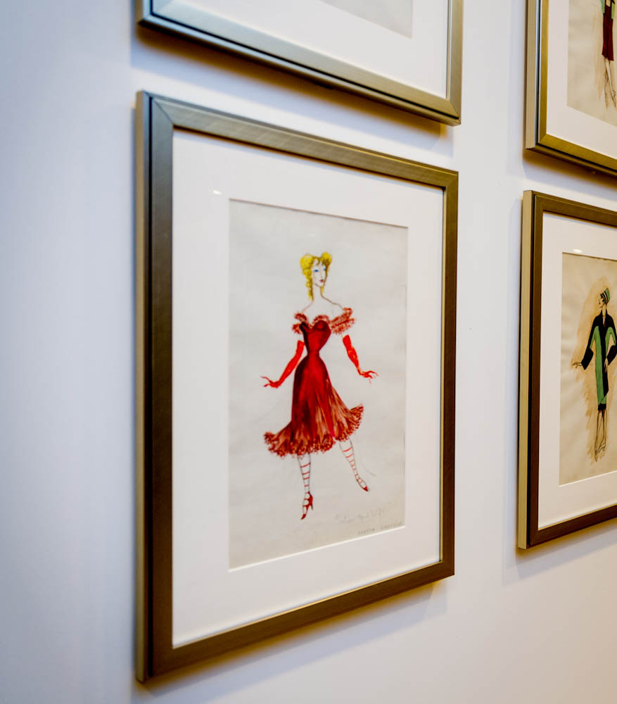 A close-up of some of the William "Billy" Chappell costume designs featured in the Yawkey Center's Chappell and Gromtseff art exhibit. 