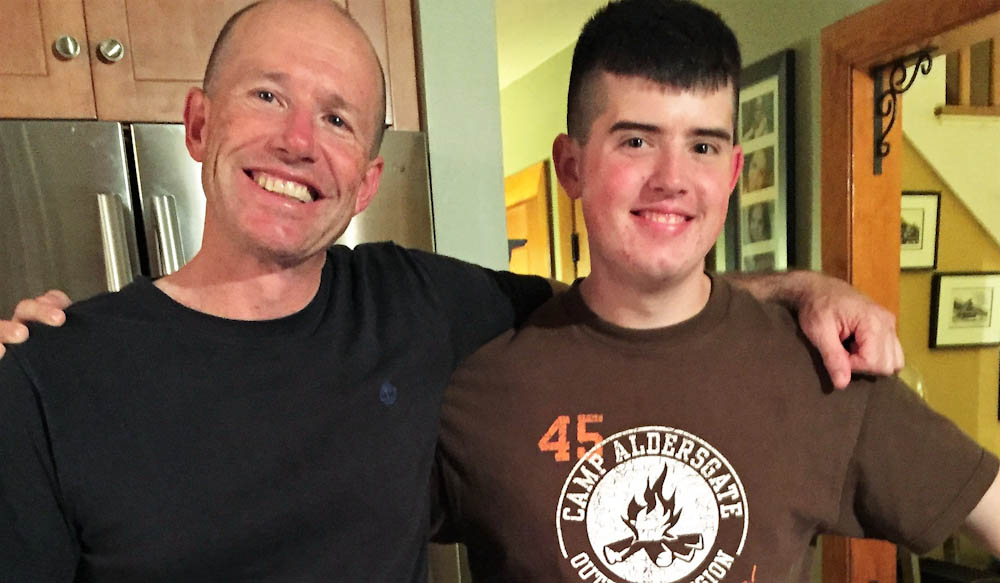 Steve (left) and his son, Matt, who was diagnosed with Ewing sarcoma in September 2015. 