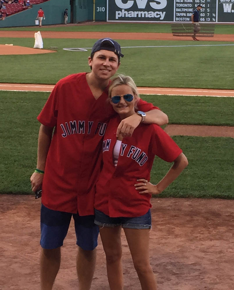 Chelsea joins her friend from the Jimmy Fund Clinic, Stephen, at a Boston Red Sox game.