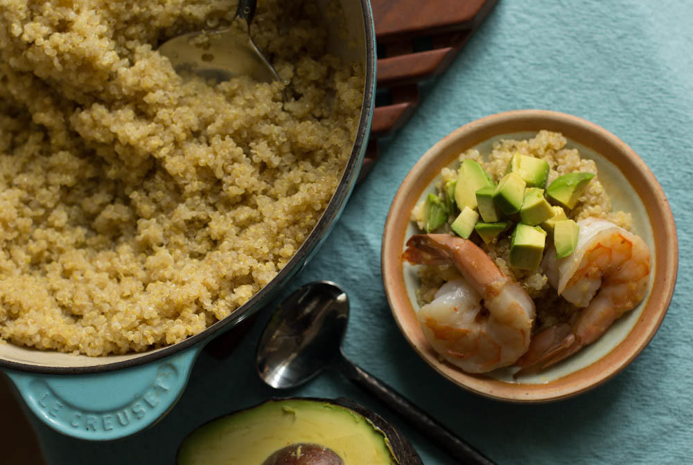 Patients with colorectal cancer should try to eat small, frequent meals to help ease digestion and manage side effects of treatment. Try these Shrimp, Avocado and Ginger Bowls, which incorporate quinoa, a whole grain packed with nutrients.