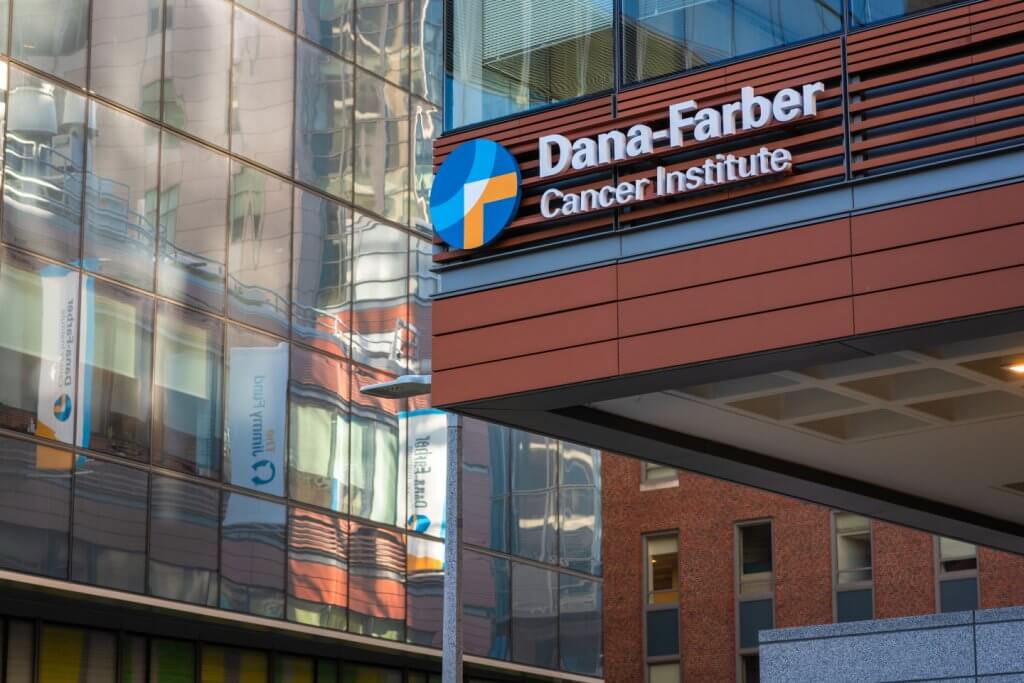 An exterior view of Dana-Farber's Yawkey Center for Cancer Care.