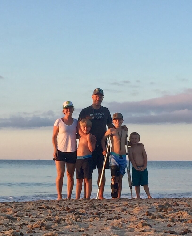 Jack Berry (second from right) on the beach with family.