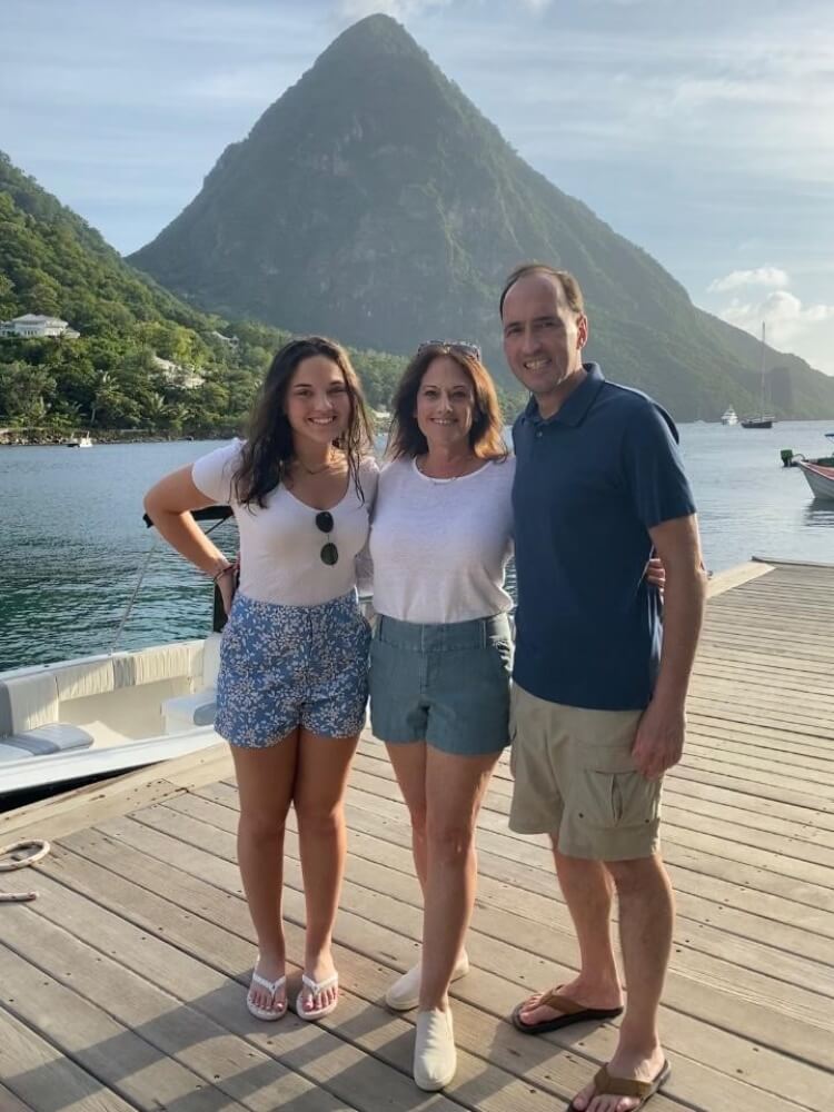 In 2019 Howard Brown (right) visited St. Lucia with his wife Lisa (center) and daughter Emily. 